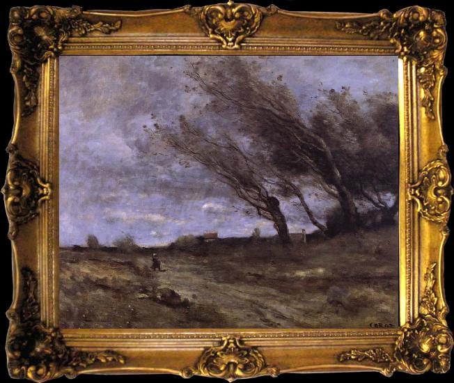 framed  Corot Camille Rafaga of wind, Ta026